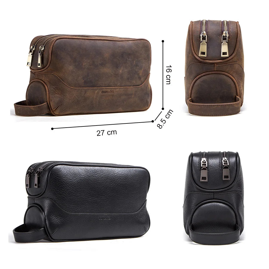 THESEUS - Trousse de Toilette Homme en Cuir Véritable Vintage