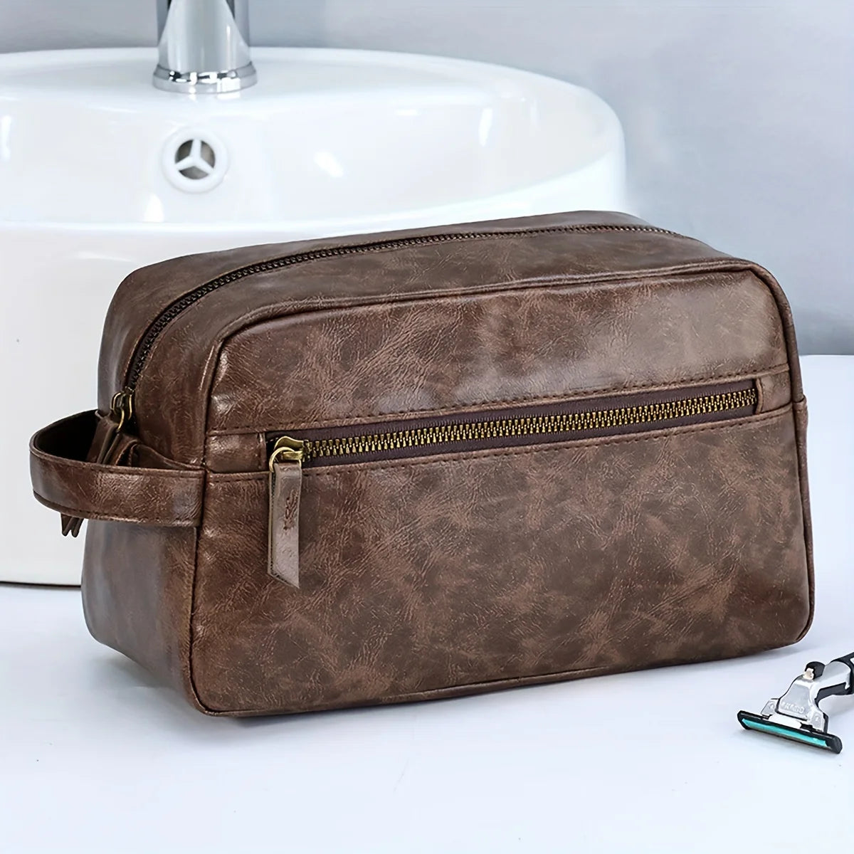 DANAE - Trousse de Toilette de Voyage Imperméable en Cuir PU