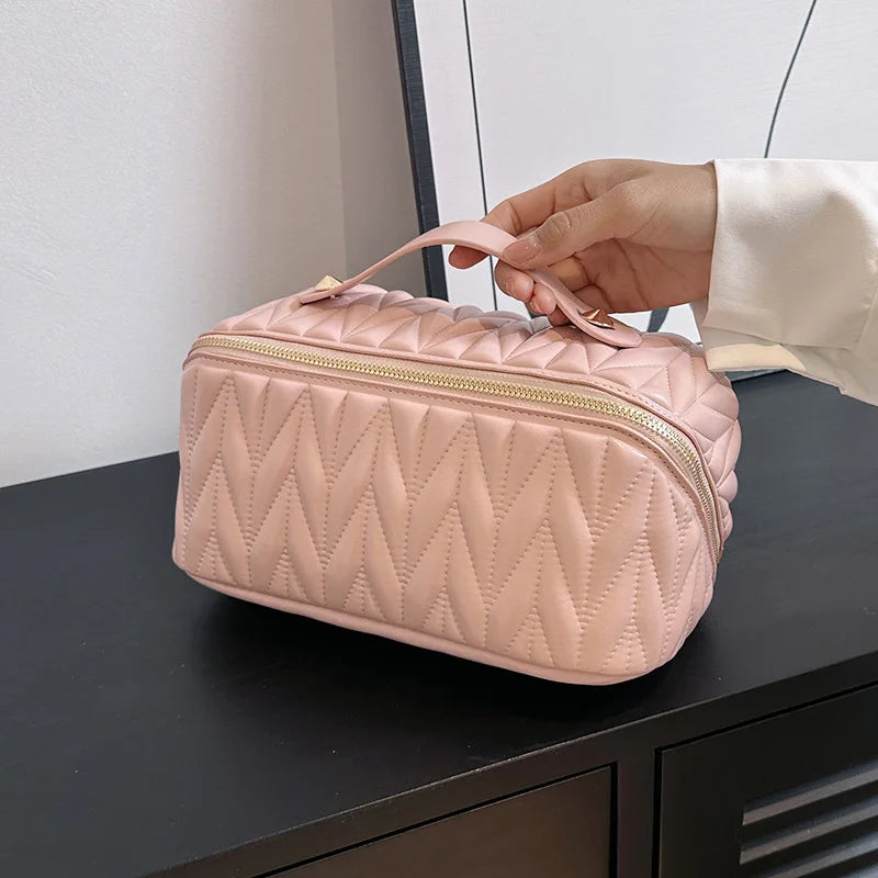 ARION - Trousse de Toilette Rayée Grande Capacité Élégante
