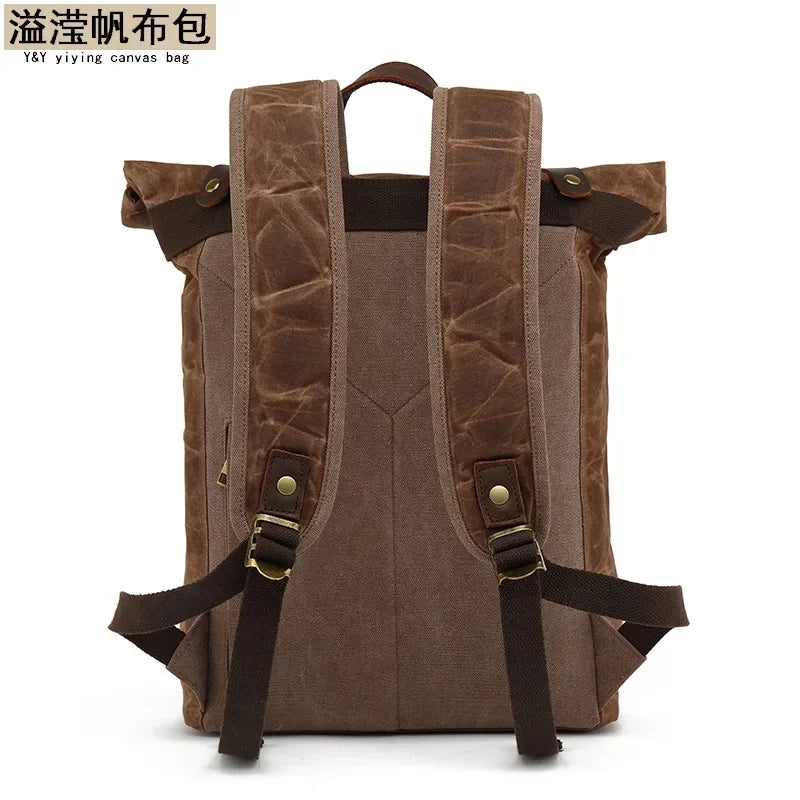 Nomade - Sac À Dos En Toile Vintage Roll Top - vue 3