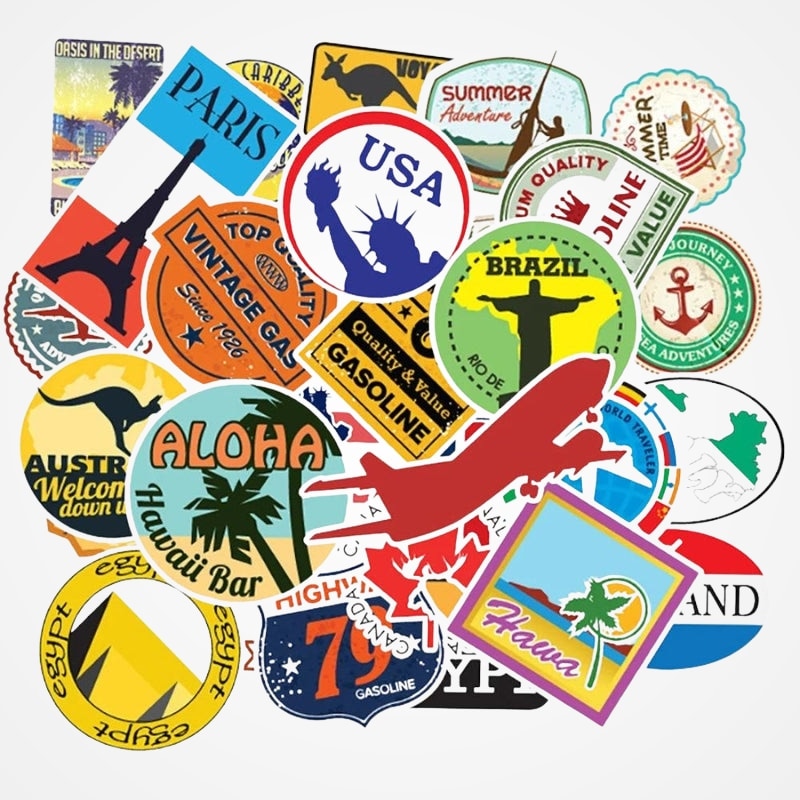 Beige - Autocollant pour Valise