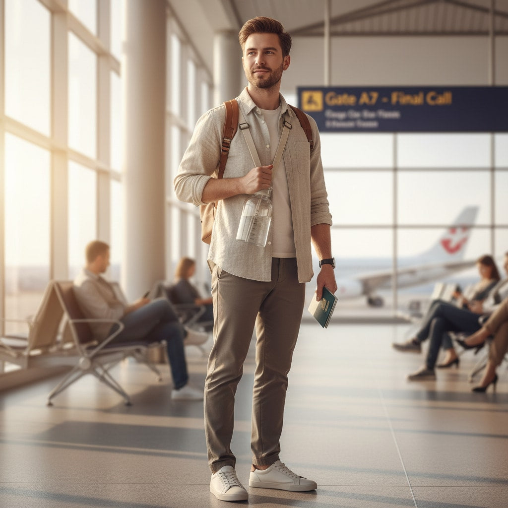 Band - Bouteille D'eau en Verre avec Paille - en voyage