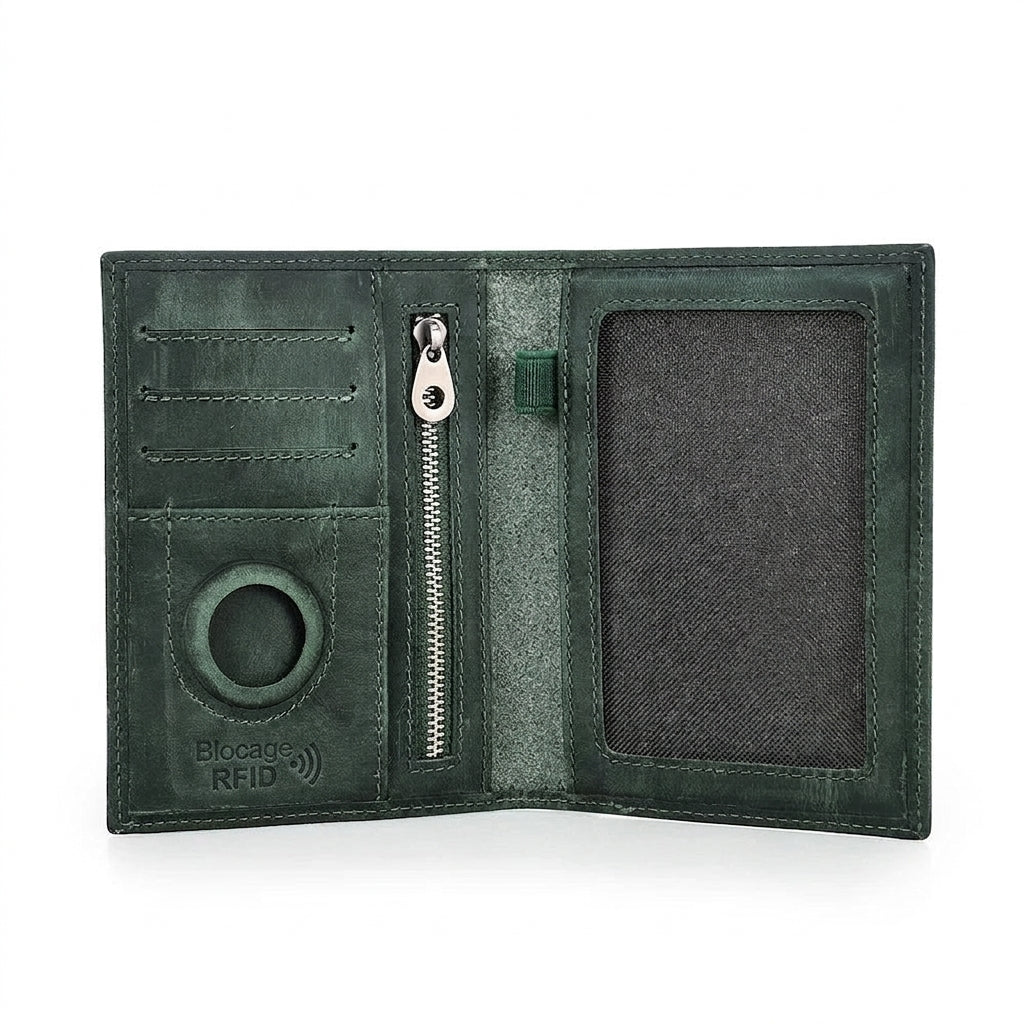 Zéphyr - Porte-Passeport Cuir Premium avec Étui AirTag