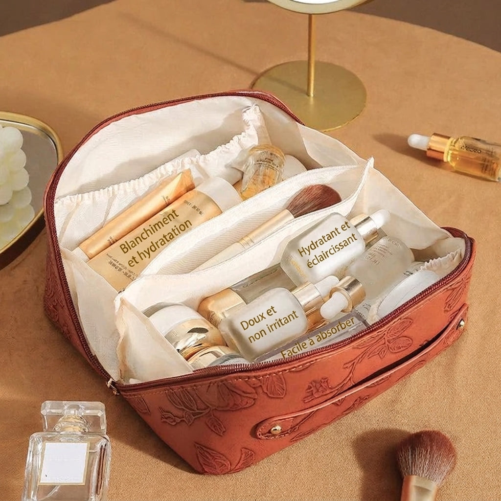ATALANTA - Trousse de Toilette Vintage Fleurie Grande Capacité