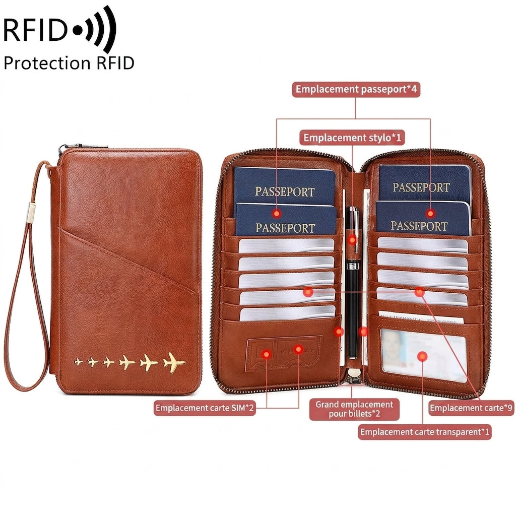 Zéphyr - Portefeuille Familial Anti-RFID Le Sac du Voyageur