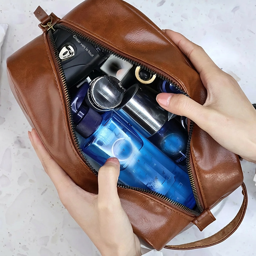 DANAE - Trousse de Toilette de Voyage Imperméable en Cuir PU