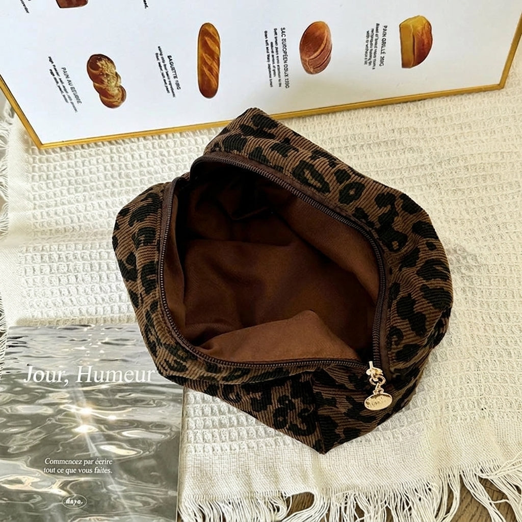 AMPHION - Trousse de Maquillage Léopard Grande Capacité