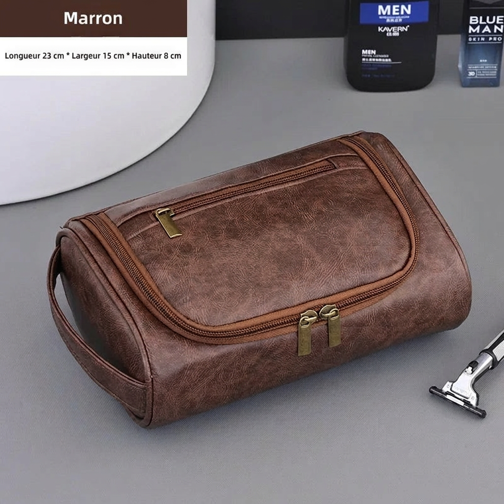 TETHYS - Trousse de Toilette Homme en Cuir Grande Capacité
