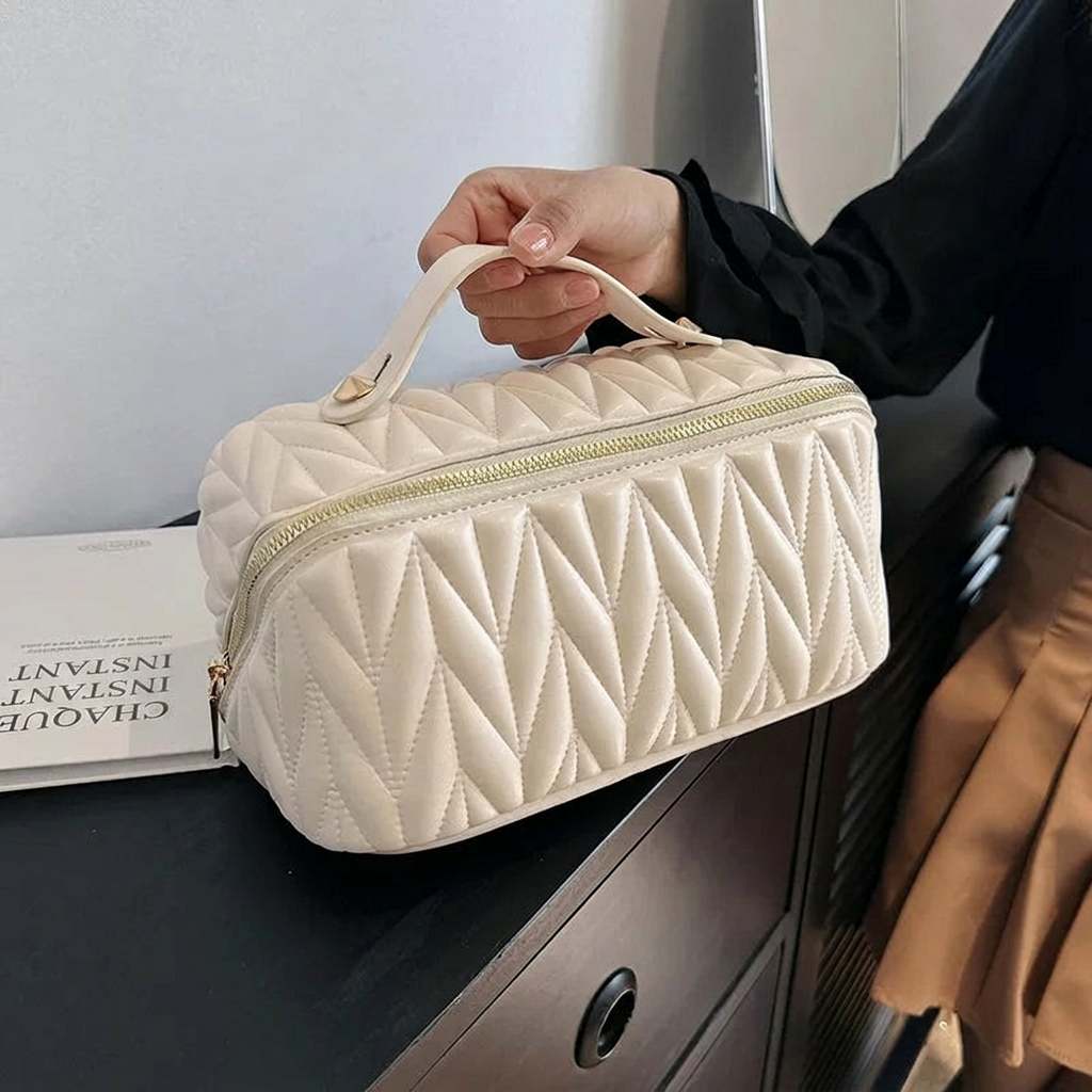 ARION - Trousse de Toilette Rayée Grande Capacité Élégante