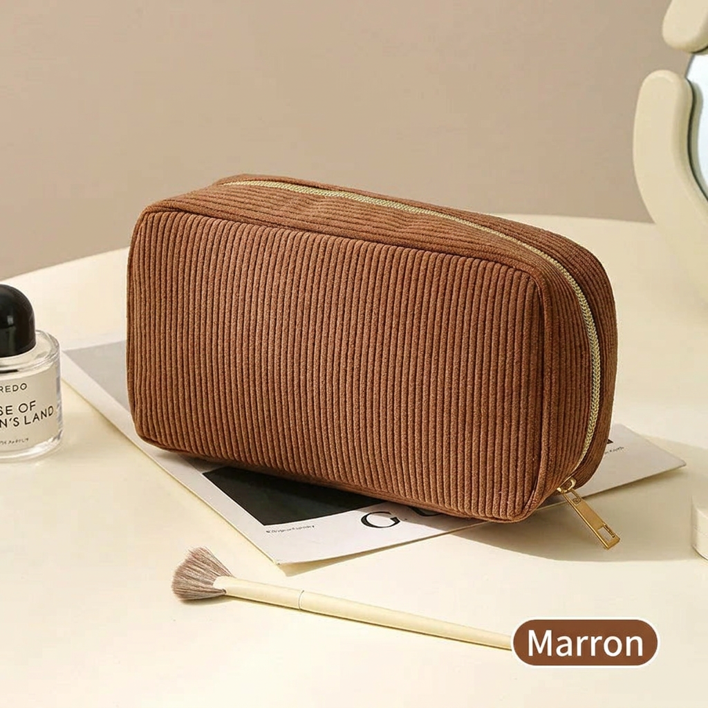 TRITON - Trousse de Maquillage Velours Côtelé Élégante