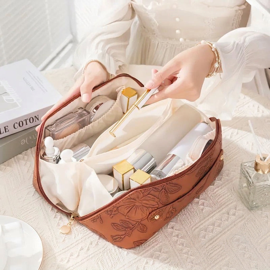 ATALANTA - Trousse de Toilette Vintage Fleurie Grande Capacité