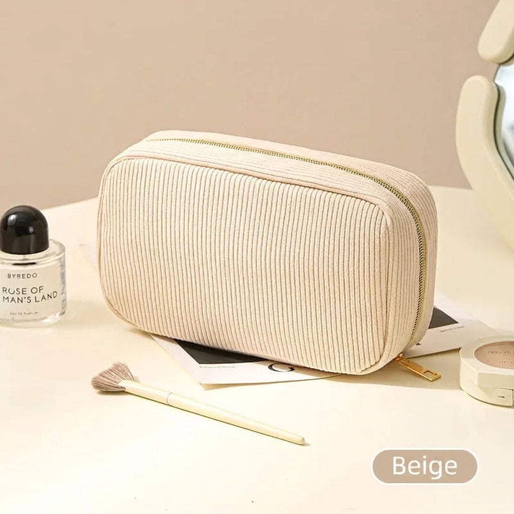 TRITON - Trousse de Maquillage Velours Côtelé Élégante