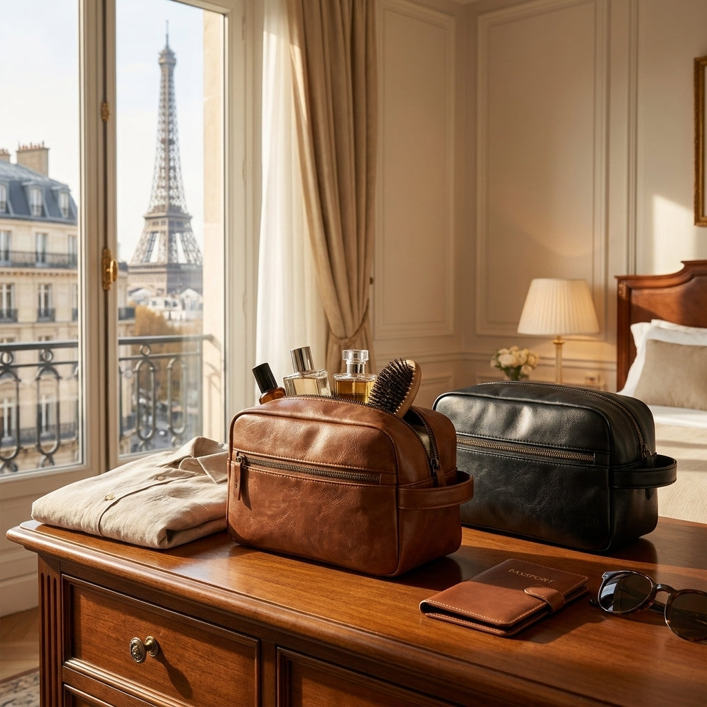 DANAE - Trousse de Toilette de Voyage Imperméable en Cuir PU