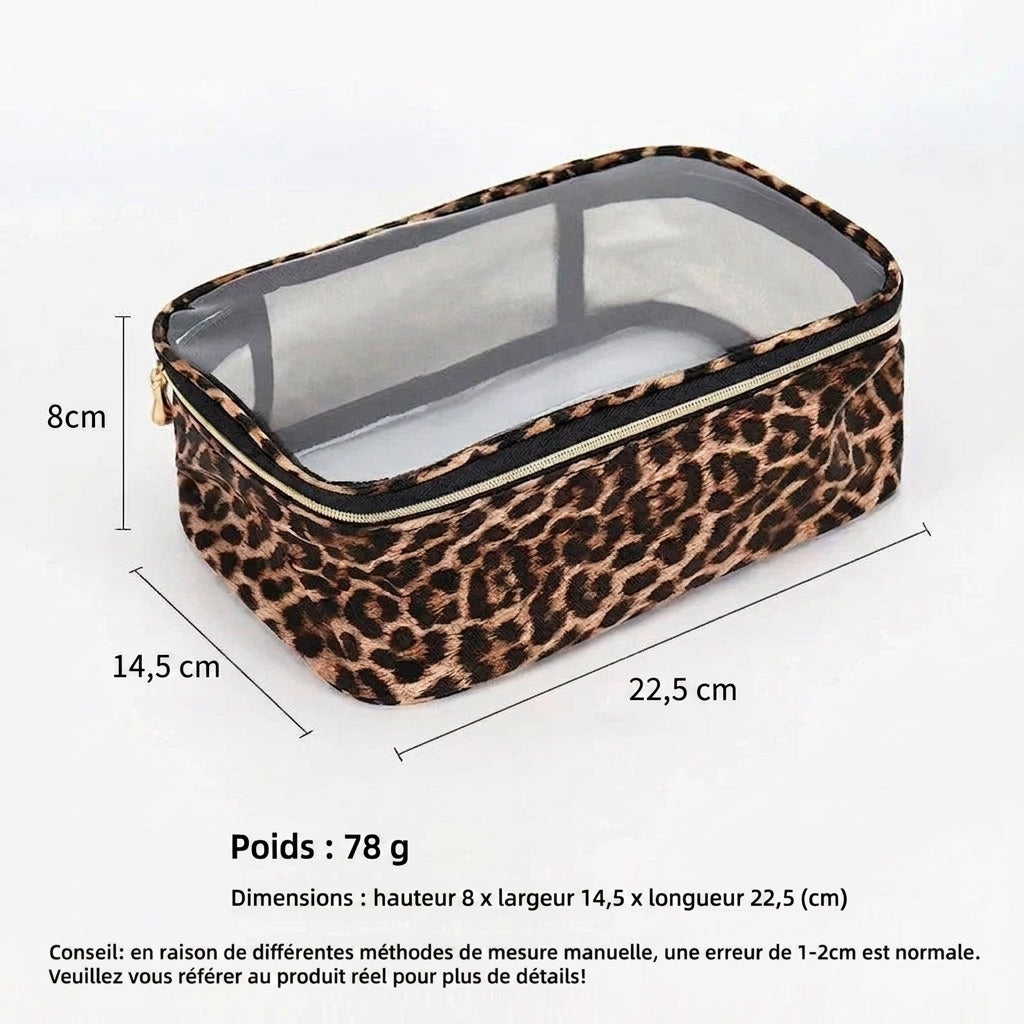BELLEROPHON - Trousse de Toilette Transparente Léopard