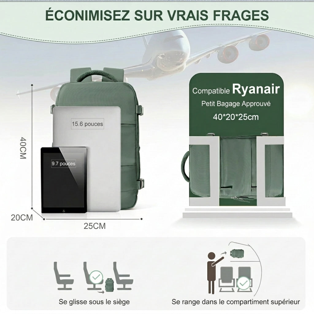Escale - Sac à dos cabine avion 40x20x25 Ryanair - vue 11