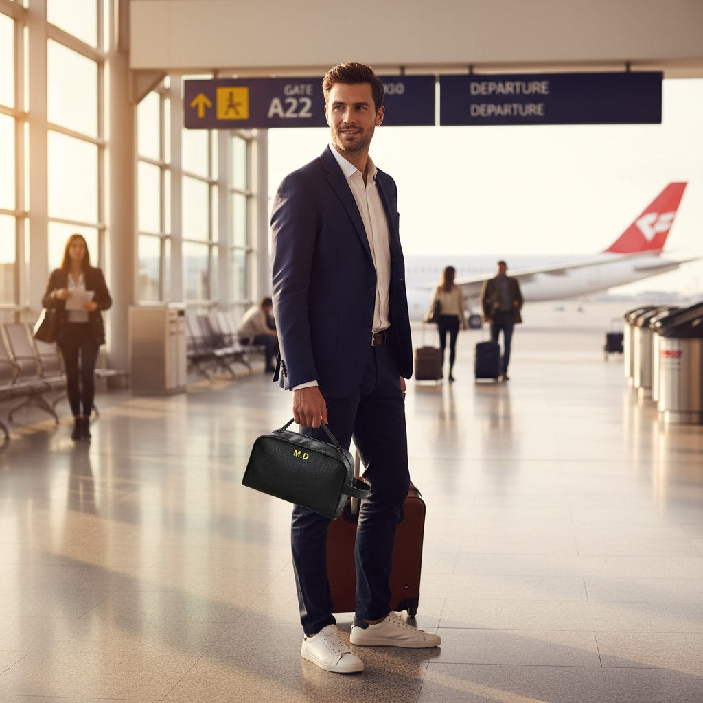 Icon-2 - Trousse Toilette Simili Personnalisable - en voyage