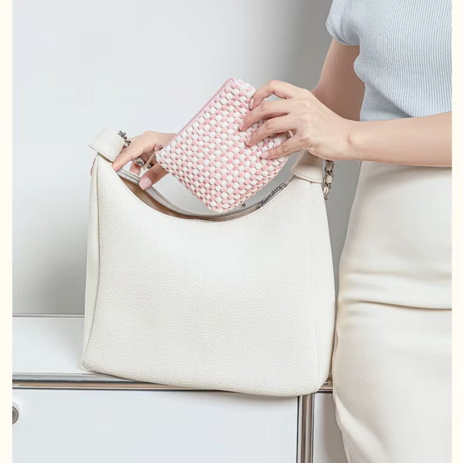VELINA – Trousse de toilette velours texturé rose : vue complémentaire