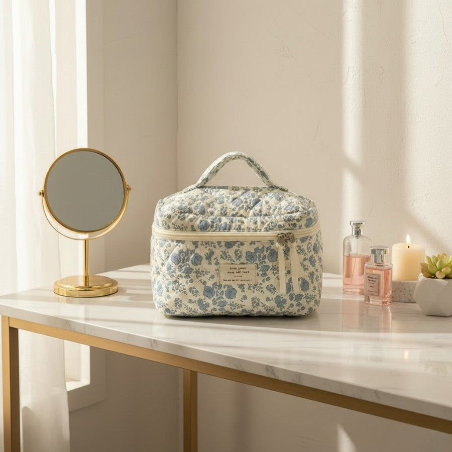 FLORINA – Vanity femme matelassé fleurs bleues : vue complémentaire