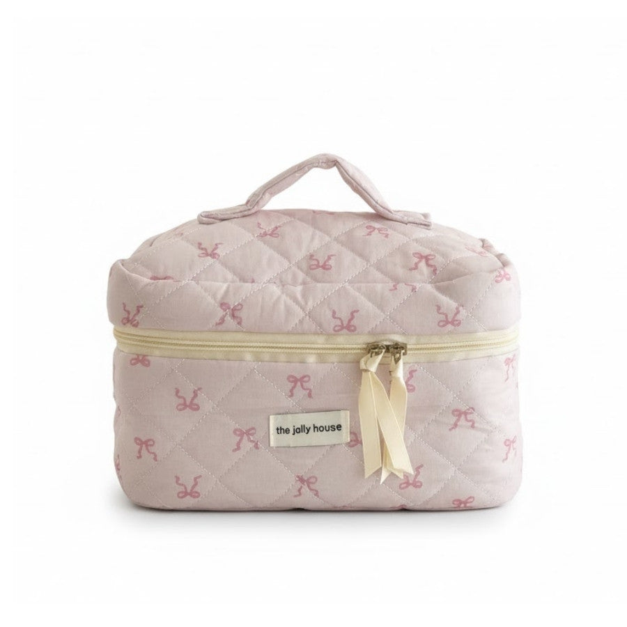 ROSALIA – Vanity rose pâle matelassé à nœuds : vue complémentaire