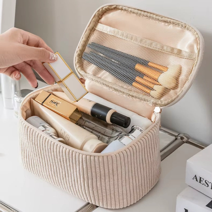 CORDANA – Vanity en velours côtelé beige : vue complémentaire
