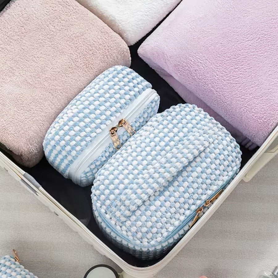 NÉVÉA – Vanity velours texturé bleu ciel : vue complémentaire