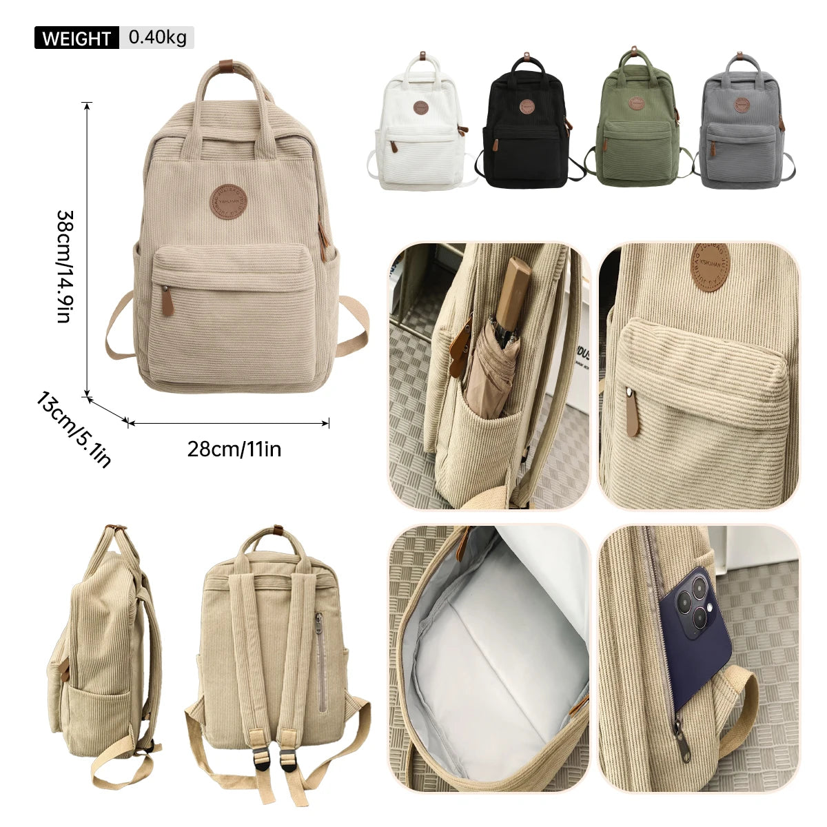Soléa - Sac À Dos Velours De Voyage Femme - vue 4