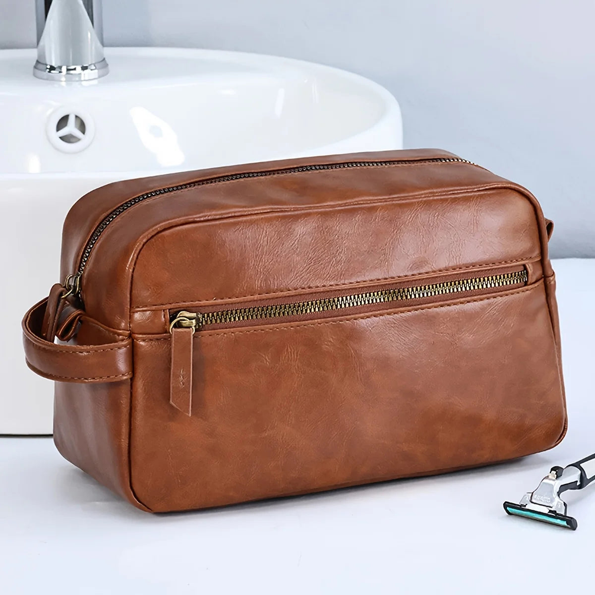 DANAE - Trousse de Toilette de Voyage Imperméable en Cuir PU