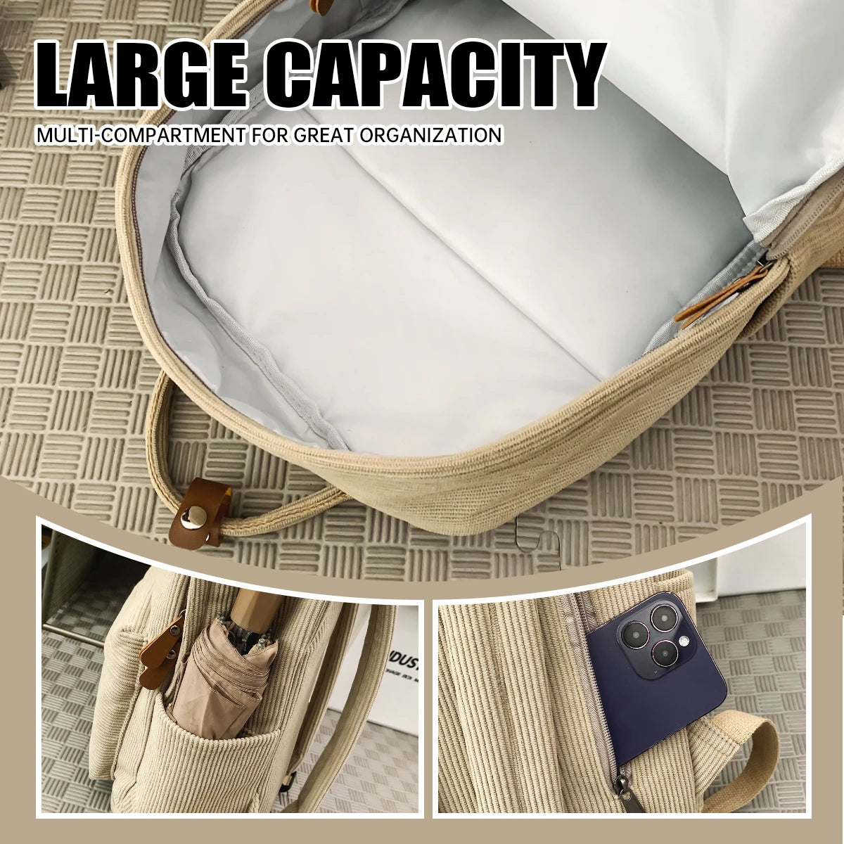 Soléa - Sac À Dos Velours De Voyage Femme - vue 5