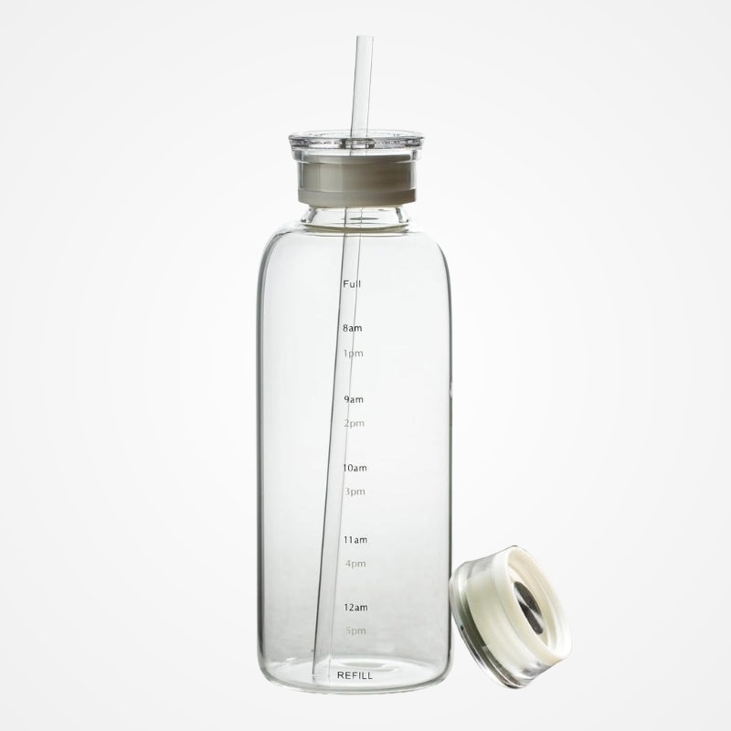 Bouteille D'eau en Verre avec Paille - vue 9