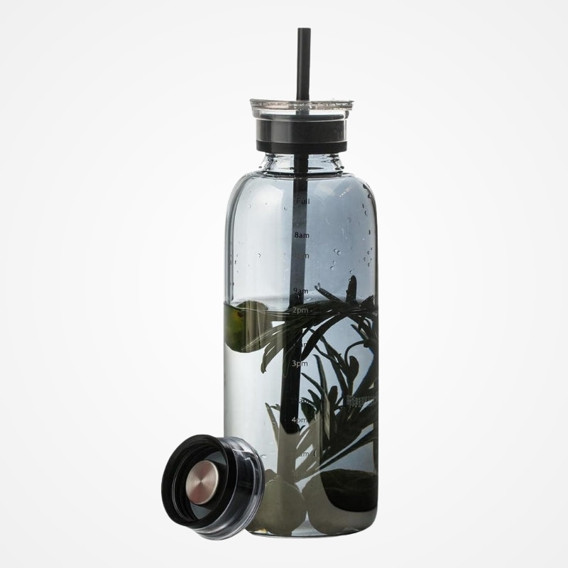 Bouteille D'eau en Verre avec Paille - vue 12