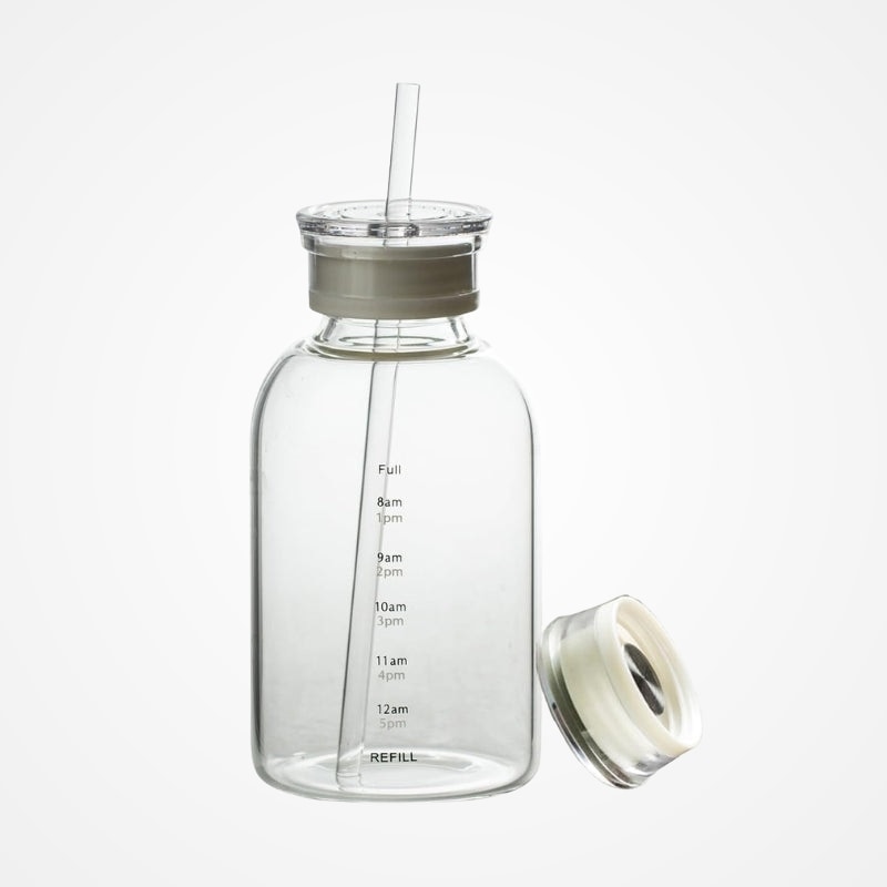Bouteille D'eau en Verre avec Paille - vue 8