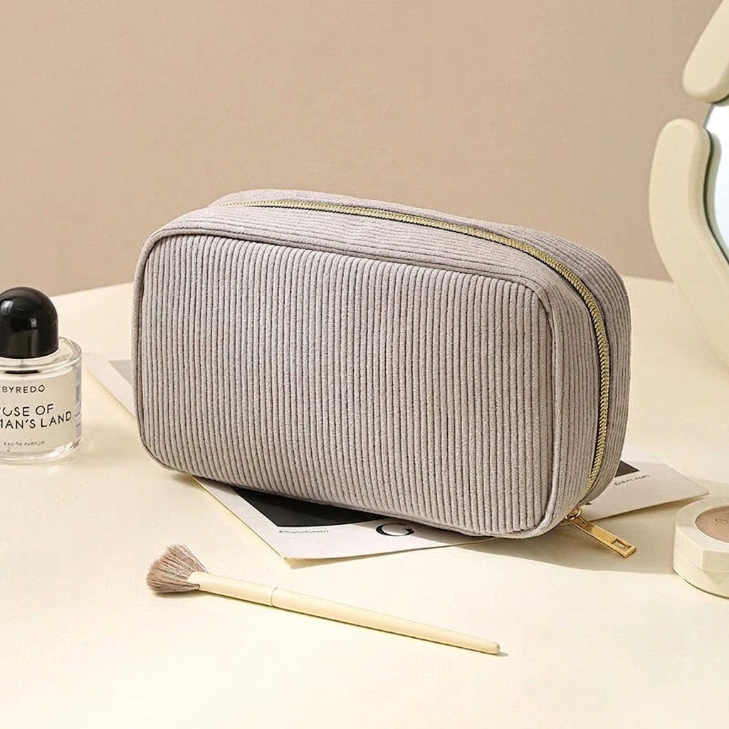 TRITON - Trousse de Maquillage Velours Côtelé Élégante