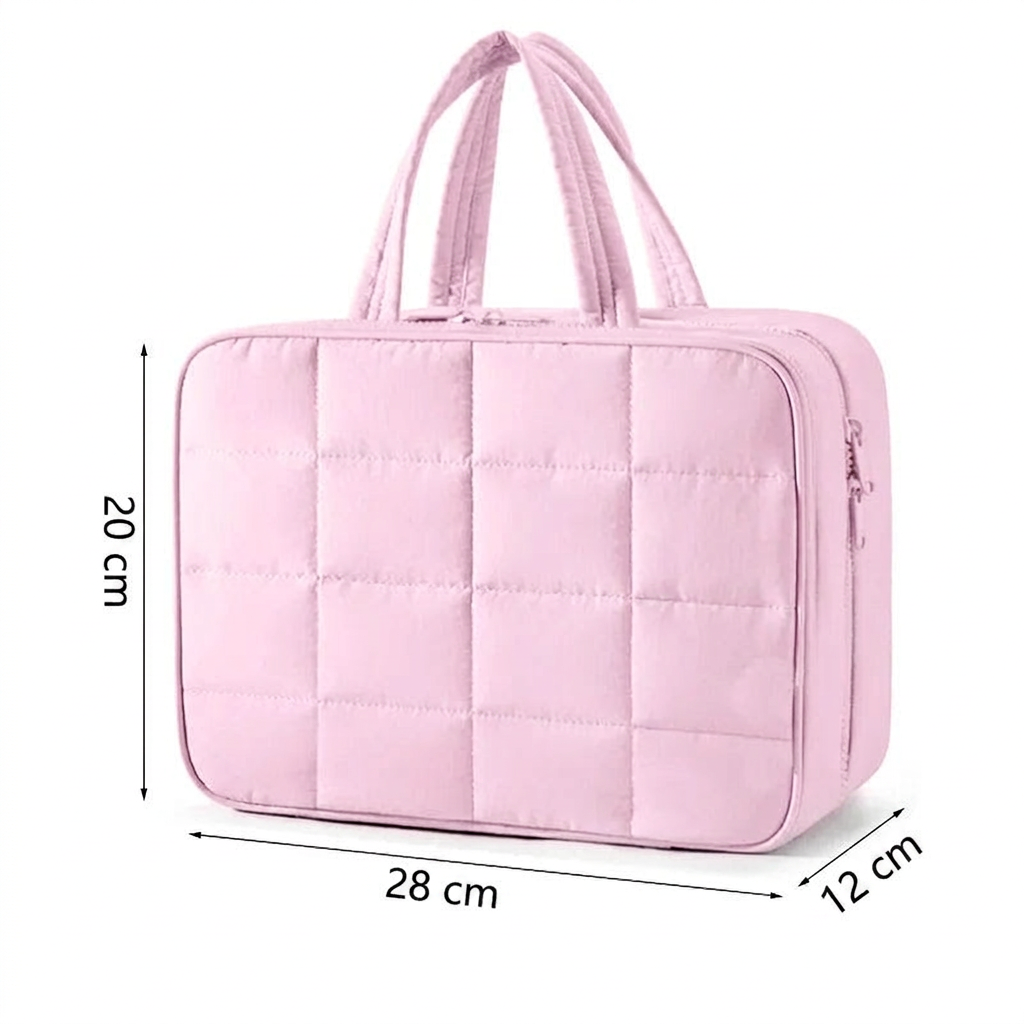 AITHRA - Trousse de Toilette Pliable Élégante à Carreaux