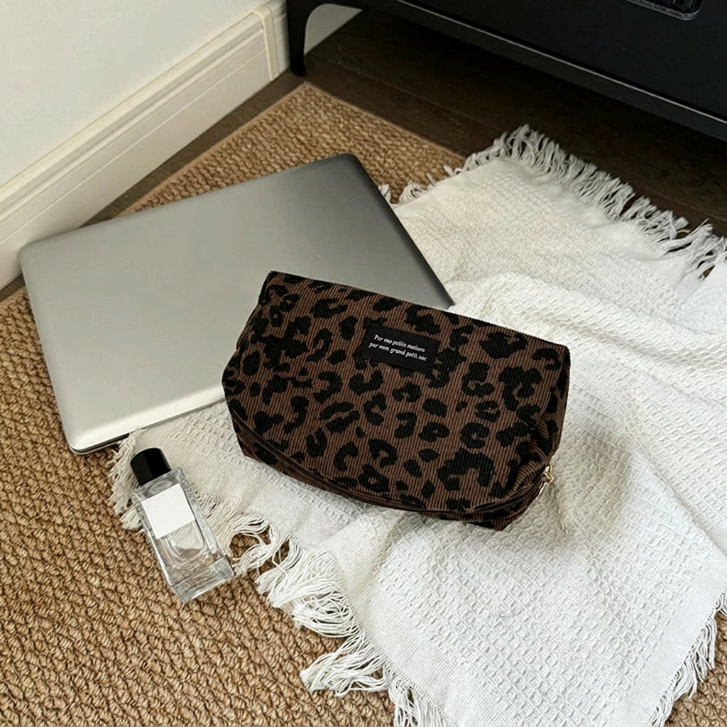 AMPHION - Trousse de Maquillage Léopard Grande Capacité