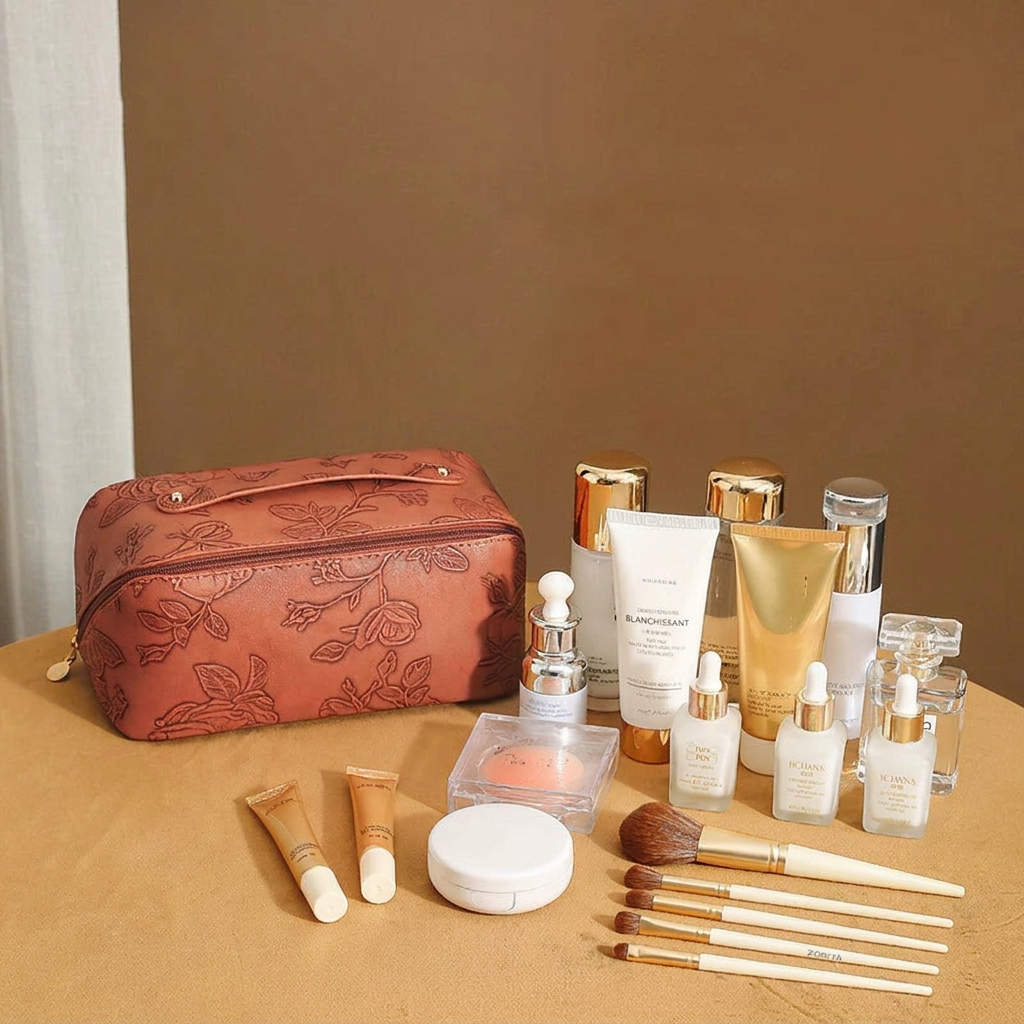 ATALANTA - Trousse de Toilette Vintage Fleurie Grande Capacité