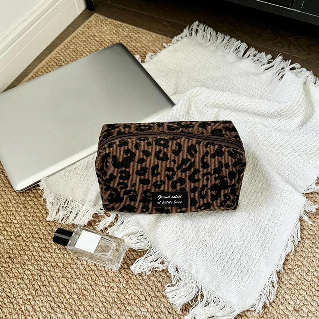AMPHION - Trousse de Maquillage Léopard Grande Capacité