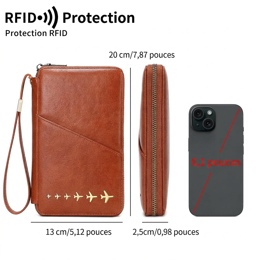 Zéphyr - Portefeuille Familial Anti-RFID Le Sac du Voyageur