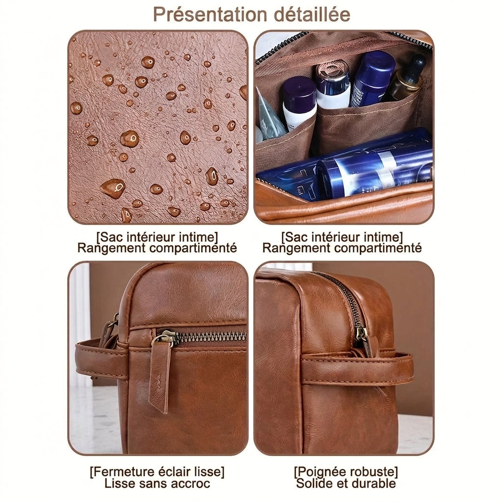 DANAE - Trousse de Toilette de Voyage Imperméable en Cuir PU