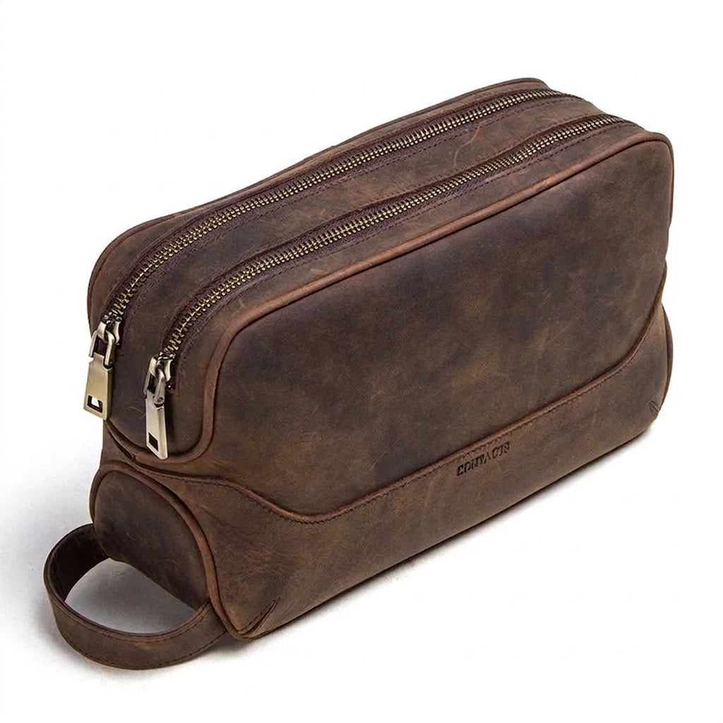 THESEUS - Trousse de Toilette Homme en Cuir Véritable Vintage