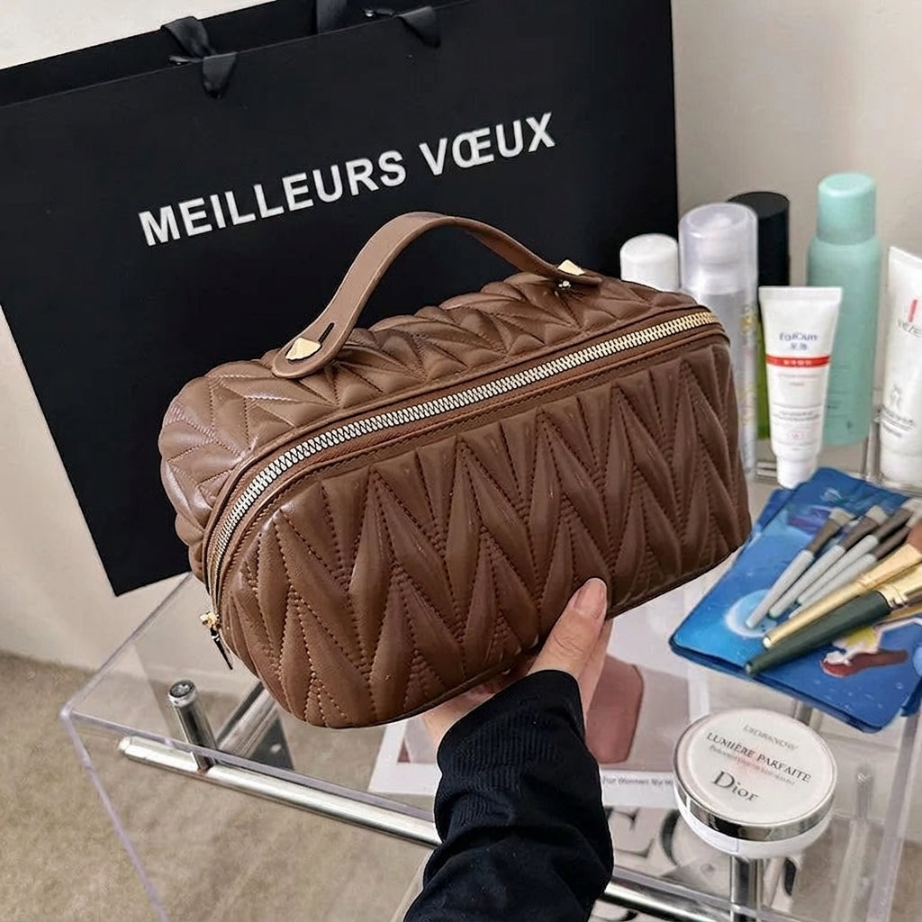ARION - Trousse de Toilette Rayée Grande Capacité Élégante