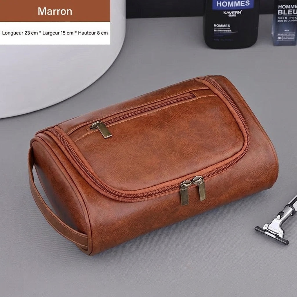 TETHYS - Trousse de Toilette Homme en Cuir Grande Capacité