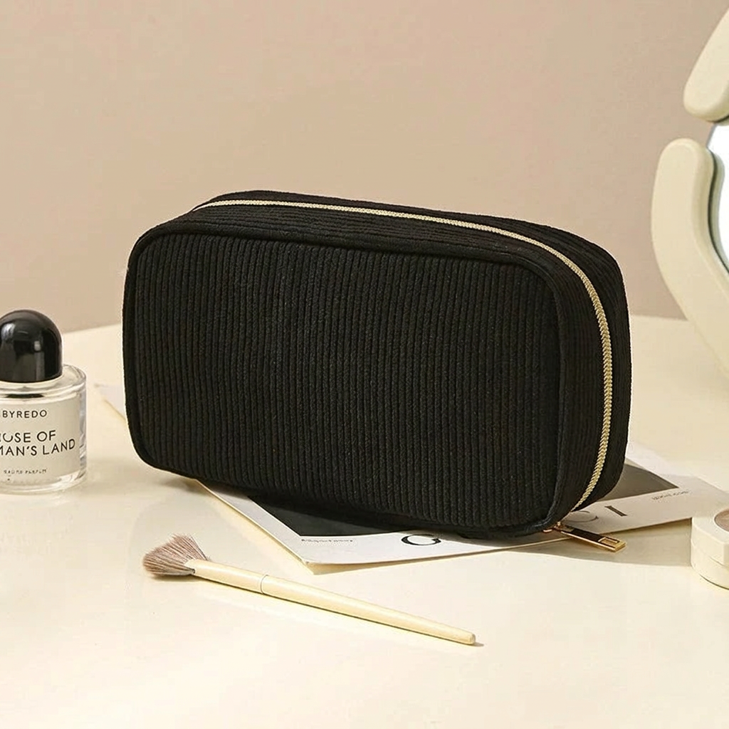 TRITON - Trousse de Maquillage Velours Côtelé Élégante