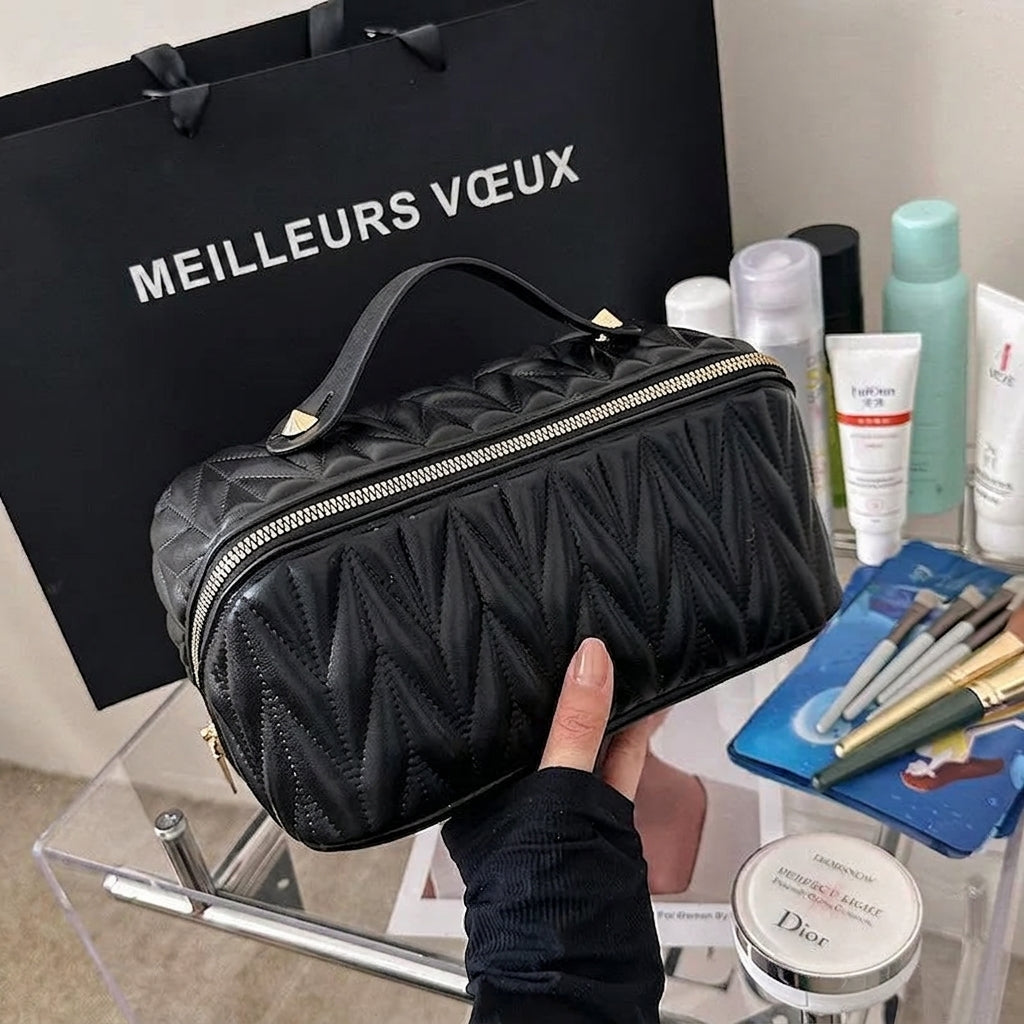 ARION - Trousse de Toilette Rayée Grande Capacité Élégante