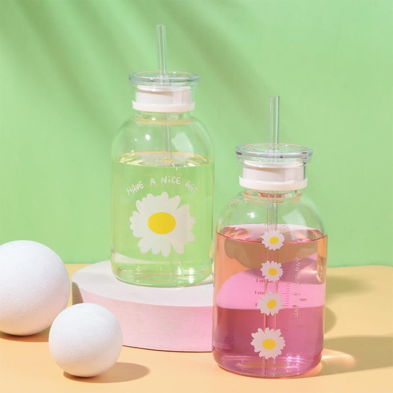 Gourde En Verre Avec Paille