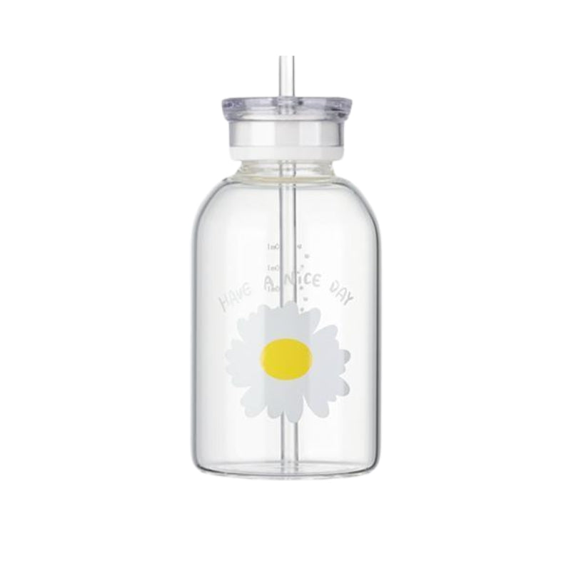 bouteille verre avec paille