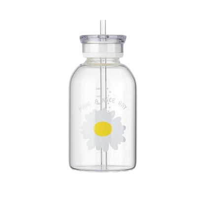 bouteille verre avec paille