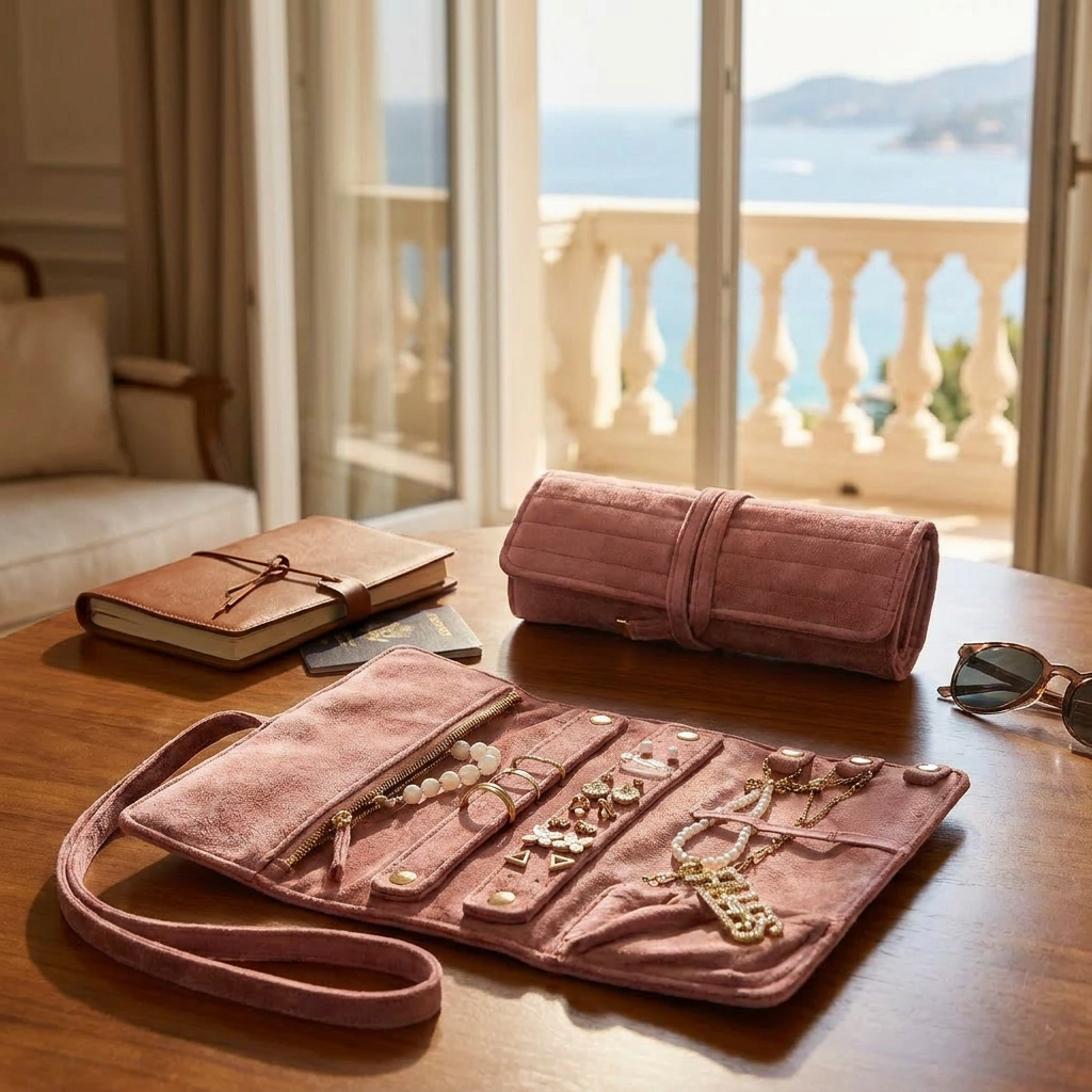 Alizé - Pochette à Bijoux de Voyage Pliable en Velours