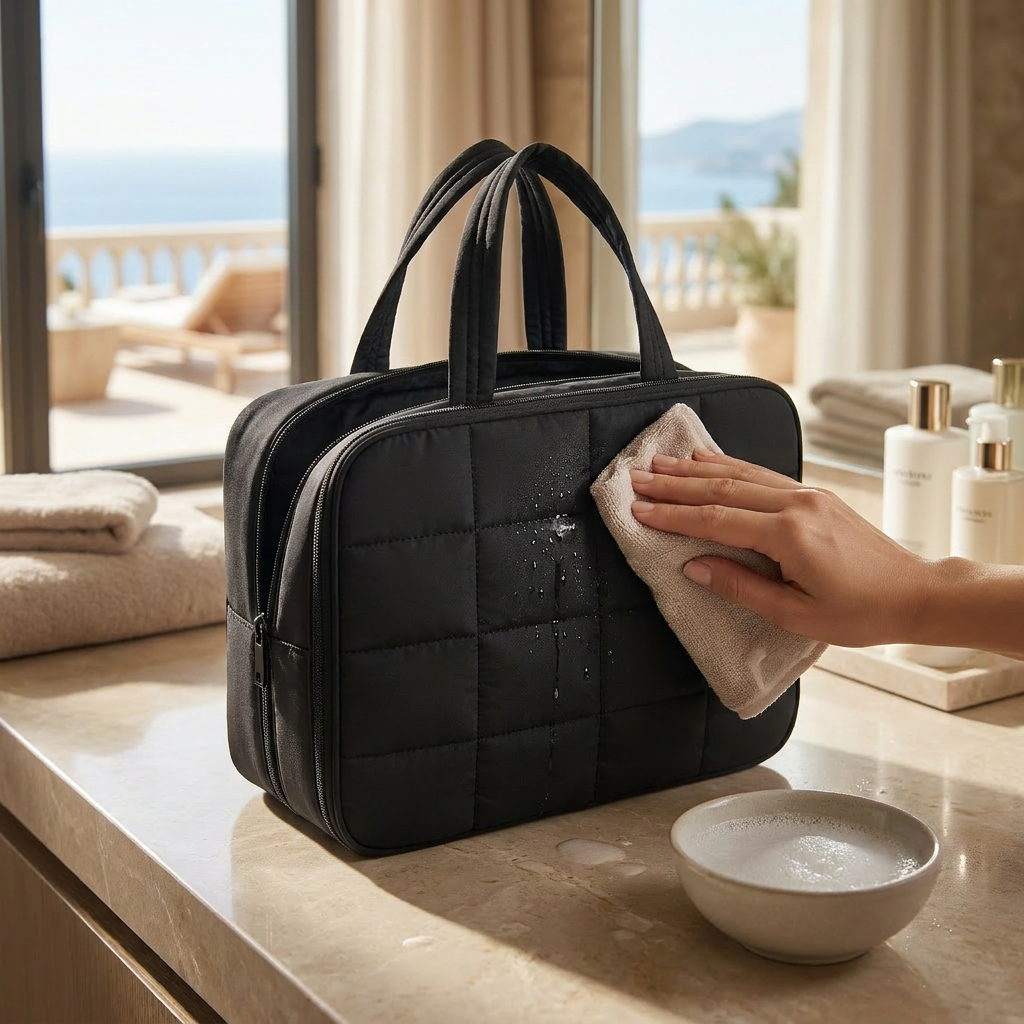 AITHRA - Trousse de Toilette Pliable Élégante à Carreaux