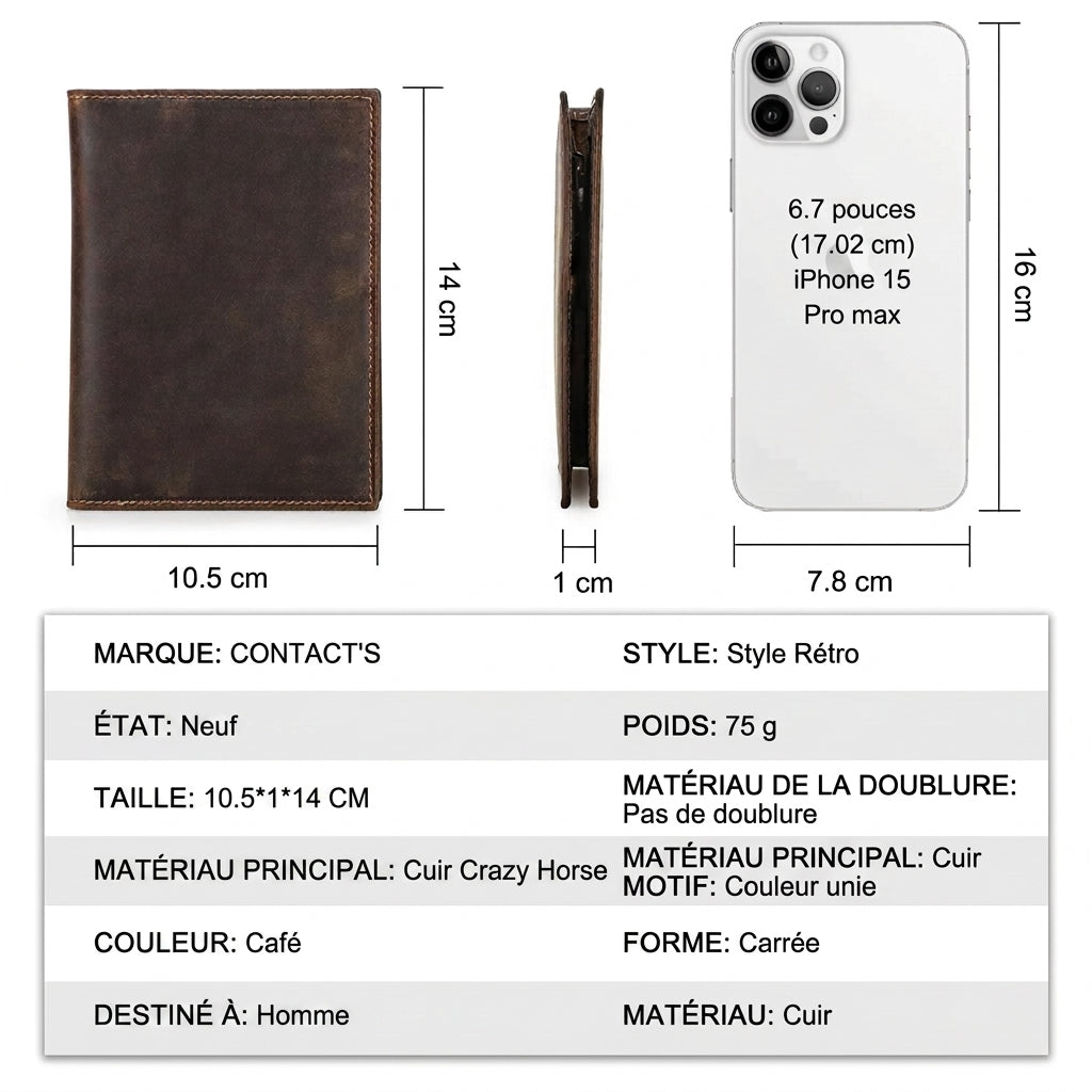 Zéphyr - Porte-Passeport Cuir Premium avec Étui AirTag