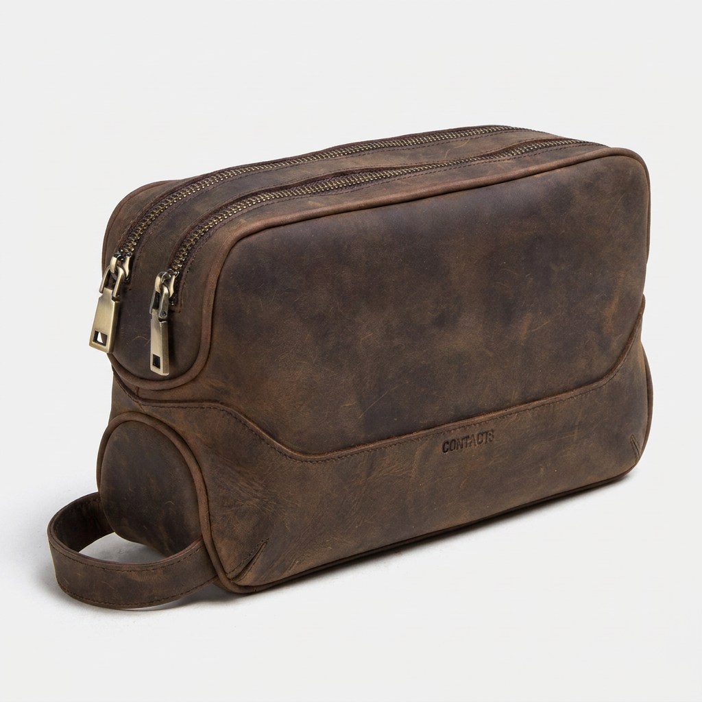 THESEUS - Trousse de Toilette Homme en Cuir Véritable Vintage